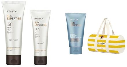 Skeyndor Sun Expertise Summer Time Set - Ochranná tělová emulze SPF50 200 ml + Ochranná emulze na obličej SPF50 50 ml Dárková sada