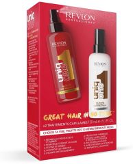 Revlon Professional Uniq One Duo Set - Bezoplachová péče kokos 150 ml + bezoplachová péče klasik 150 ml Dárková sada