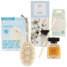 Foamie x Ipuro Relax-Time Set - Tuhá tělová péče 80 g + cestovní pouzdro 1 ks + aroma difuzér 50 ml Dárková sada