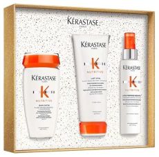 Kérastase Nutritive Light Vánoční Set - Šampon Bain Satin 250 ml + péče 250 ml + termoochranná péče 150 ml Dárková sada