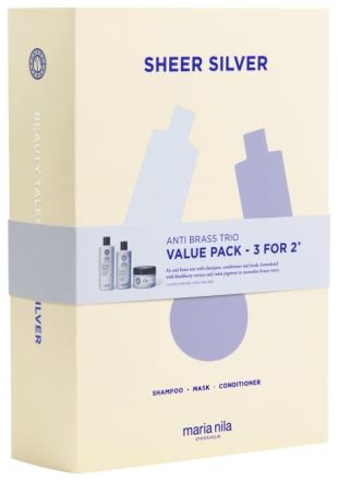 Maria Nila Holiday Box Sheer Silver - Šampon 350 ml + kondicionér 300 ml + maska 250 ml Dárková sada