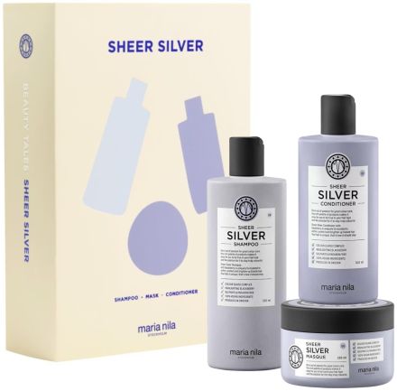 Maria Nila Sheer Silver Holiday Box - Šampon 350 ml + kondicionér 300 ml + maska 250 ml Dárková sada