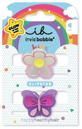 Invisibobble CLIPSTAR GLOW KIDS Happy Flower - Sponka do vlasů 2 ks