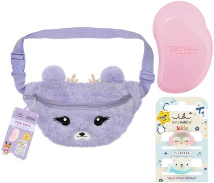 Tangle Teezer Cozy Reindeer Set - Kartáč na vlasy mini růžový + sponka do vlasů Dárková sada