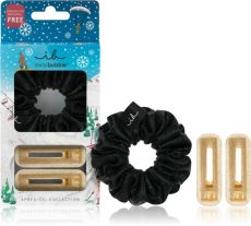 Invisibobble SET L Apres Ski Date Night - Gumička do vlasů černá + sponka do vlasů 2 ks zlatá Dárková sada