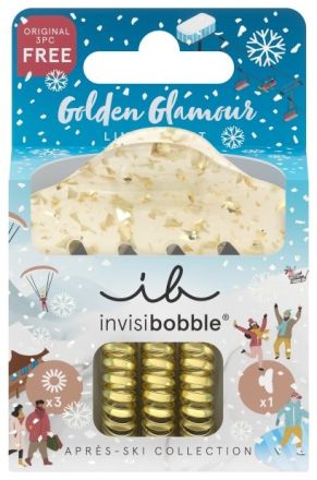 Invisibobble SET S Apres Ski Golden Glamour - Gumička do vlasů 3 ks + spona 1 ks Dárková sada