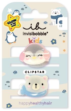 Invisibobble CLIPSTAR GLOW KIDS Polar Friends - Skřipec do vlasů 2 ks