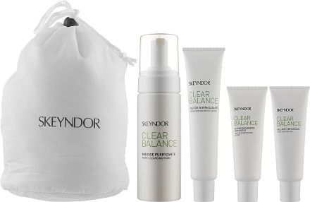 Skeyndor Clear Balance Oily Skin Set - Čistící pěna 150 ml + normalizační faktor 75 ml + čistící gel 50 ml + sérum 50 ml Dárková sada