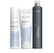 Revlon Professional Restart Hydration Vánoční Set 2023 - Šampon 250 ml + kondicionér 200 ml + lak na vlasy 500 ml Dárková sada