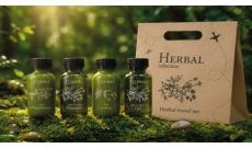Herbal Collection Travel set - Sprchový gel 37ml + Tělové mléko 37ml + Šampon 37ml + Kondicionér 37ml Dárková sada