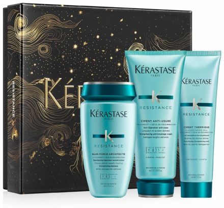 Kérastase Résistance Force Architecte Vánoční Set - šampon 250 ml + péče 200 ml + termoaktivní péče 150 ml Dárková sada