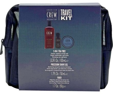 American Crew Travel Kit - Šampon Tea tree 3 v 1 100 ml + tužící pasta 50 g + gel na holení 50 ml Dárková sada