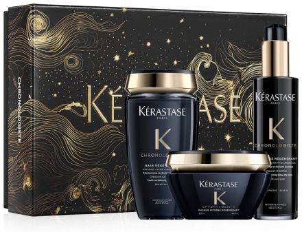 Kérastase Chronologiste Vánoční Set - Šampon 250 ml + maska 200 ml + bezoplachová péče 150 ml Dárková sada