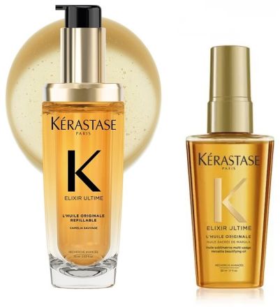 Kérastase Elixír Ultime Summer Set - Zkrášlující olej na vlasy 75ml + Zkrášlující olej na vlasy 50 ml + Kosmetická taštička Dárková sada